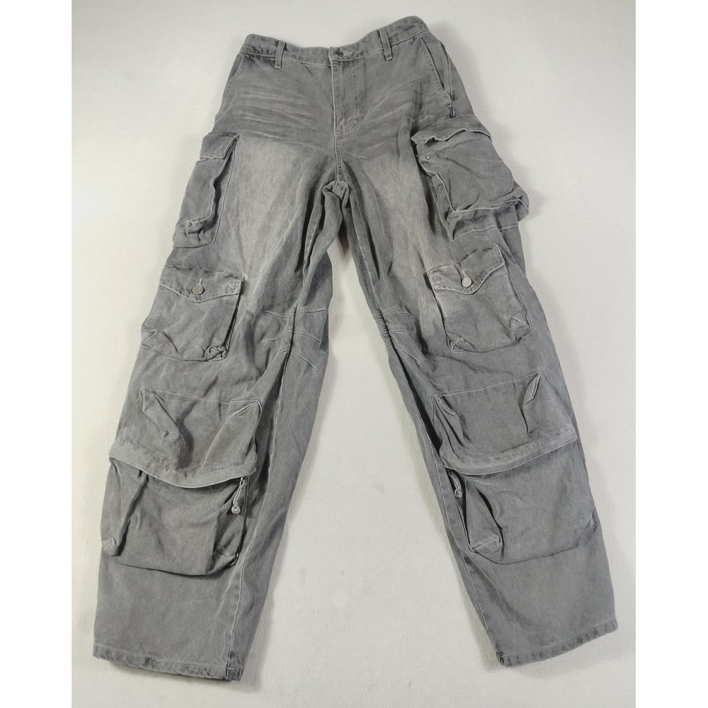 AFRM Jeans Womens 26 Gray Parker Cargo Baggy Streetwear Rave Wear Parachute Y2K